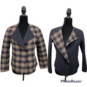 Max Mara Weekend | Plaid Reversible Wool Jacket Navy
